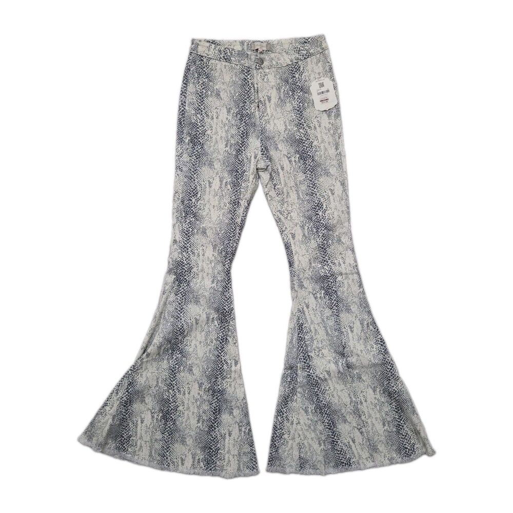 Altar'd State Snakeskin Print Super Flare Bell Bottom Jeans Size M Boho Y2K NWT